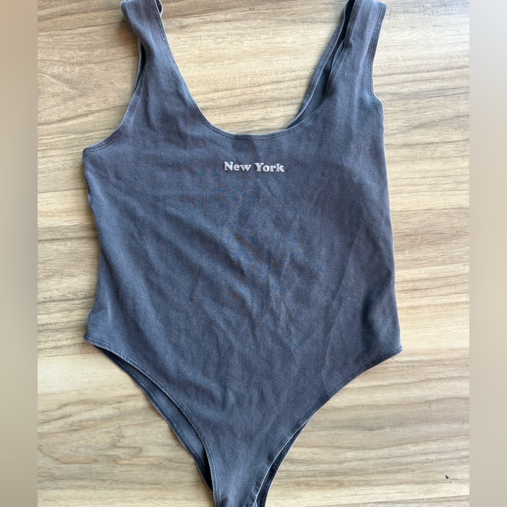 Acid wash gray New York bodysuit